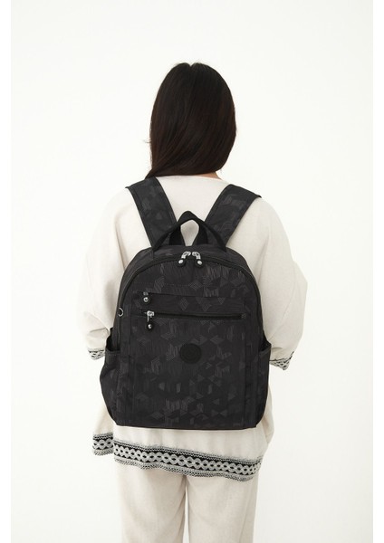 Sanmorris Unisex Suya Dayanıklı Krinkıl Kumaş Çok Gözlü Laptop Okul ve Sırt Çantası 3059