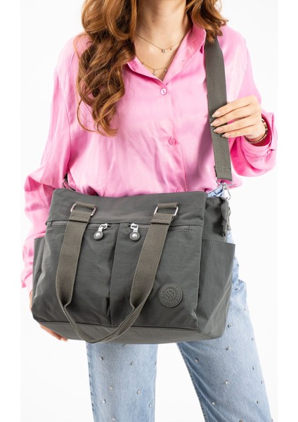 Sanmorris Kadın Büyük Boy Bölmeli Suya Dayanıklı Krinkıl Kumaş Çapraz ve Omuz Askılı Çanta 3026 modelleri