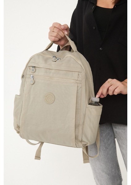 Sanmorris Unisex Suya Dayanıklı Krinkıl Kumaş Çok Gözlü Laptop Okul ve Sırt Çantası 3059