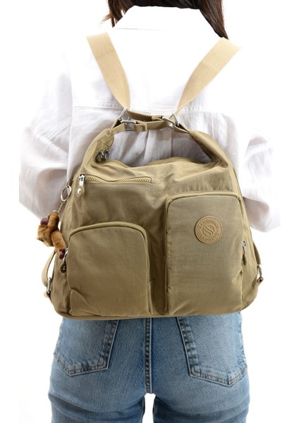 Sanmorris Kadın Bölmeli Suya Dayanıklı Krinkıl Kumaş Çapraz Askılı Omuz ve Sırt Çantası indirimleri