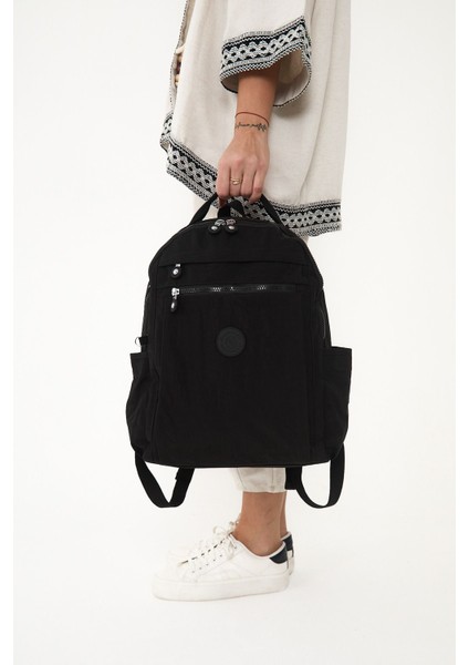 Sanmorris Unisex Suya Dayanıklı Krinkıl Kumaş Çok Gözlü Laptop Okul ve Sırt Çantası 3059