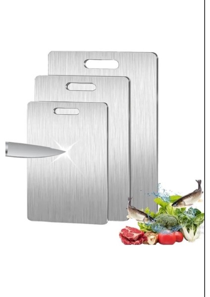 Paslanmaz Çelik Antibakteriyel Kesme Tahtası/panosu | 3 Farklı Boy 1 Paket! fiyatları