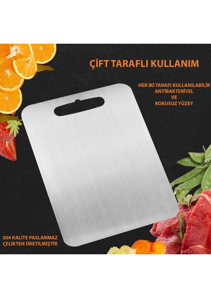 Paslanmaz Çelik Antibakteriyel Kesme Tahtası/panosu | 3 Farklı Boy 1 Paket! fırsatları
