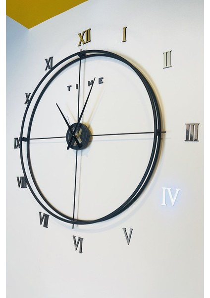 Iskandinav Tarzı Siyah Metal Duvar Saati, Roma Rakamlı, 100 Cm, Şık ve Modern Tasarım fiyatları