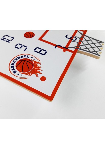 Renkli Ahşap Sarkaçlı Basketbol Temalı Çocuk Odası Duvar Saati modelleri