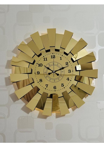 Işıklı 3D Piyano Aynalı Duvar Saati Sarı, Şık ve Modern Tasarım indirimleri