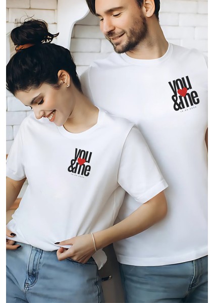 Sen & Ben ve Tarih Baskılı Unisex Sevgili Eş,çift Kombini Sevgiliye Eşe Hediye T-Shirt/tişört fiyatları