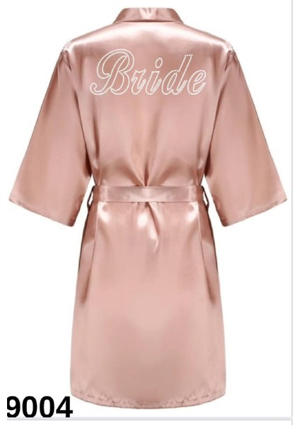 Kadın Gelin Pudra Mini Kuşaklı Şık Taşlı Bride Sabahlık fiyatları