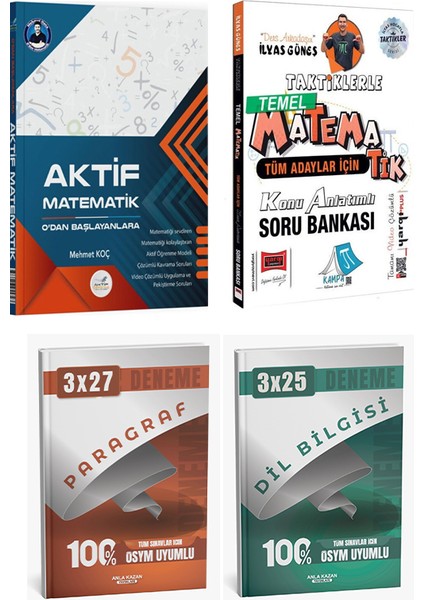 Aktif + Yargı 2026 Taktiklerle Matematik ve 0 Dan Matematik + Anla Kazan Deneme 4 Lü Set modelleri