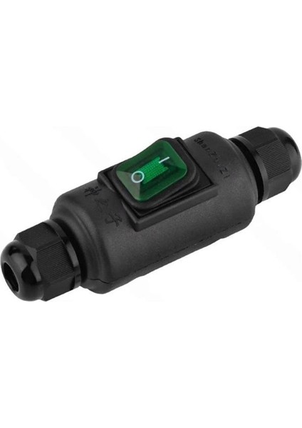 Powermaster PM-26935 Su Geçirmez Siyah Kablo Switch 4 Pin Dış Çephe Aç Kapa Düğme Anahtar Neme Dayanıklı
