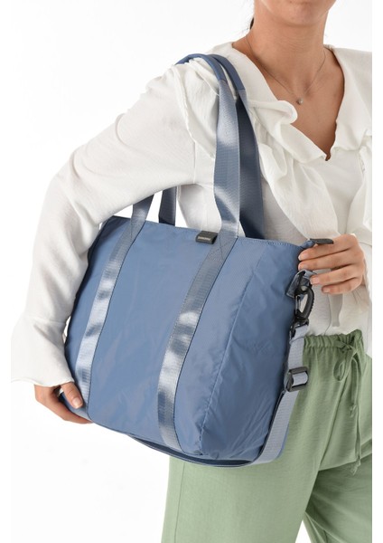 Sanmorris Kadın Suya Dayanıklı Paraşüt Kumaş 2 Bölmeli Ayarlanabilir Çapraz Askılı Tote Çanta 6008