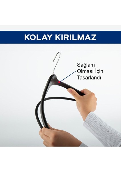 10 Ahşap Görünümlü Plastik Siyah Kıyafet Elbise Askısı Askılığı Gömlek Askısı Pantolon Askısı 10'lu modelleri