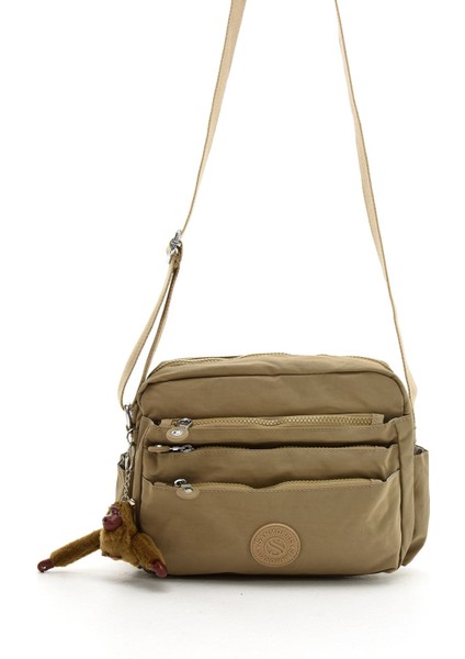 Sanmorris Kadın Krinkıl Kumaş Suya Dayanıklı Çok Gözlü Omuz Çantası 3035