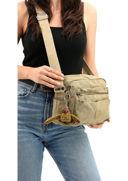 Sanmorris Kadın Krinkıl Kumaş Suya Dayanıklı Çok Gözlü Omuz Çantası 3035 indirimleri