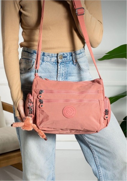 Sanmorris Kadın Suya Dayanıklı Paraşüt Kumaş Çok Gözlü Ayarlanabilir Çapraz Askılı Omuz Çantası 3007