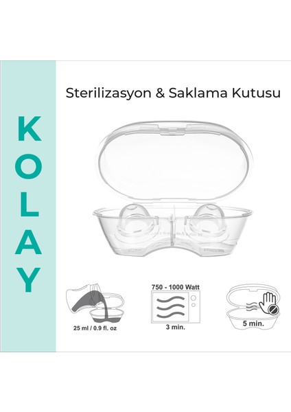 Göğüs Ucu Çıkartıcı, İkili, Sterilizasyon ve Saklama Kutulu