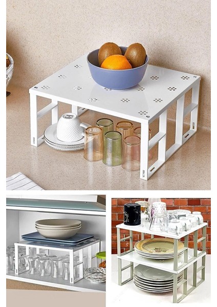 Beyaz 1 Adet Dolap Içi Düzenleyici Raf, Bardak Rafı, Düzenleme Rafı Org-01 Metal 1 Parça modelleri