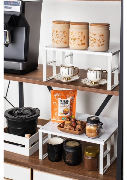 Beyaz 1 Adet Dolap Içi Düzenleyici Raf, Bardak Rafı, Düzenleme Rafı Org-01 Metal 1 Parça fırsatları