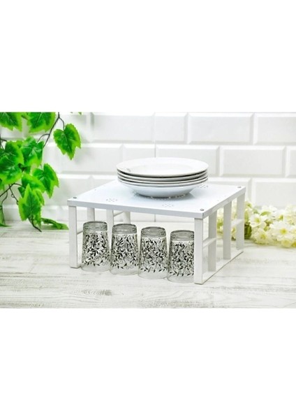 Beyaz 1 Adet Dolap Içi Düzenleyici Raf, Bardak Rafı, Düzenleme Rafı Org-01 Metal 1 Parça indirimleri