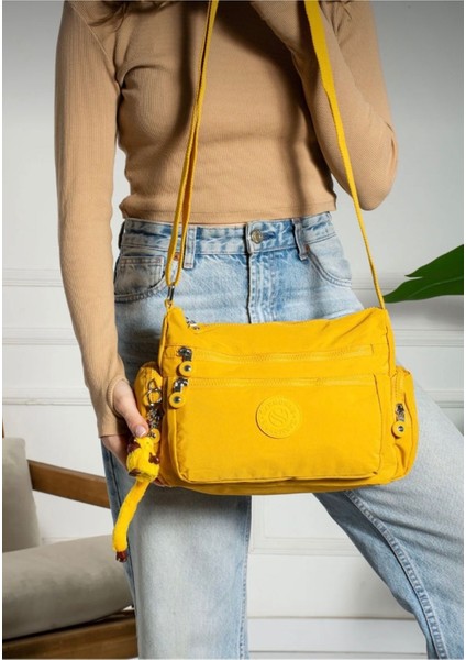 Sanmorris Kadın Suya Dayanıklı Paraşüt Kumaş Çok Gözlü Ayarlanabilir Çapraz Askılı Omuz Çantası 3007