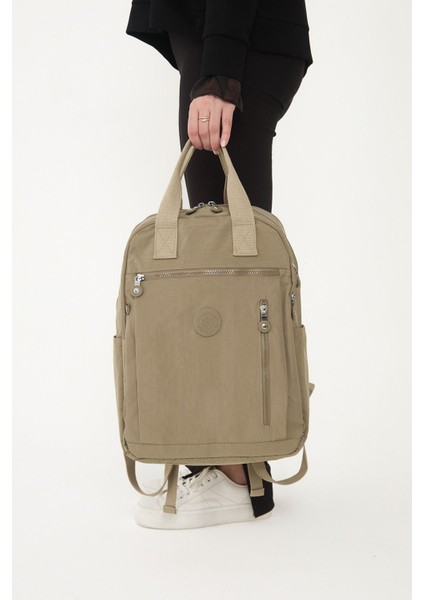 Sanmorris Unisex Suya Dayanıklı Krinkıl Kumaş Çok Gözlü Laptop Okul ve Sırt Çantası 3063