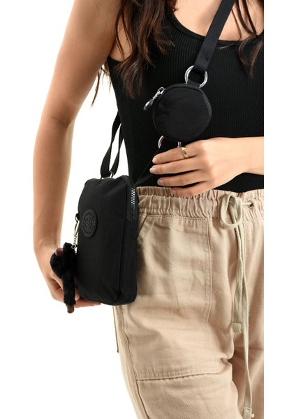 Suya Dayanıklı Krinkıl Kumaş Kadın Çapraz Askı Çanta ve Cüzdan Seti indirimleri