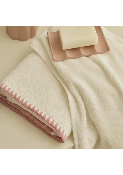 Pure 2'li Midye Dikişili Yüz Havlusu Rose