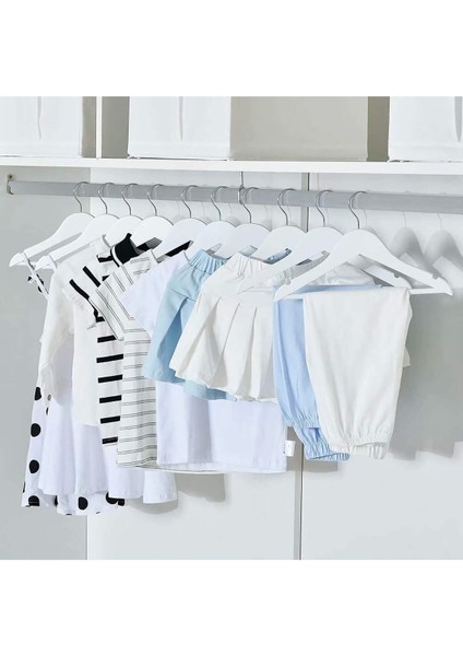 Elbise 24'lü Ahşap Görünümlü Çocuk Elbise Askı Bebek Askısı Kıyafet ve Elbise Askısı 24 Adet Plasti