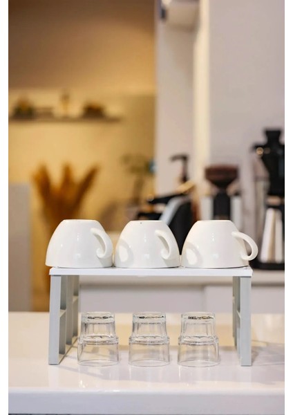 Beyaz 5 Adet Dolap Içi Düzenleyici Raf, Bardak Rafı, Düzenleme Rafı Org-01 Dükkanönü Metal Tr 30 x