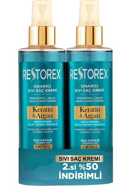 Keratin ve Argan Sıvı Saç Bakım Kremi 200 ml + 200 ml