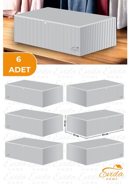 Type 0 6 Adet Antrasit Çizgili Büyük Boy Baza Altı ve Çekyat Hurç - 65X45X22 cm - Organizer Gri Tr fiyatları