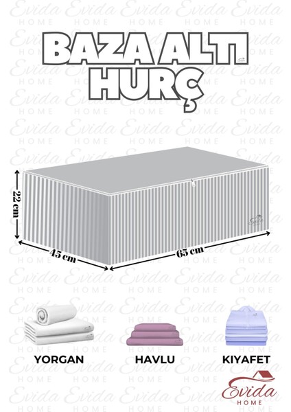 Type 0 6 Adet Antrasit Çizgili Büyük Boy Baza Altı ve Çekyat Hurç - 65X45X22 cm - Organizer Gri Tr modelleri