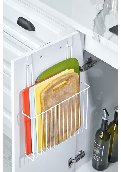 Tr Askılı Metal Kesme Tahtası Düzenleyici - Magazinlik Dergi Organizer Siyah 1 Metal