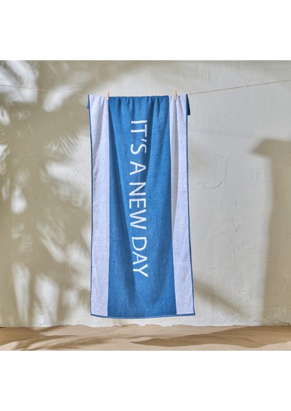 %100 Pamuk It's A New Day Plaj Havlusu Lacivert (90X150 Cm)