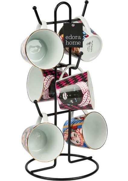 Tr Siyah 6 Bölmeli Bardak Askılık, Kupa, Fincan Kancalı Mutfak Tezgah Düzenleyici - Metal Paslanmaz fiyatları