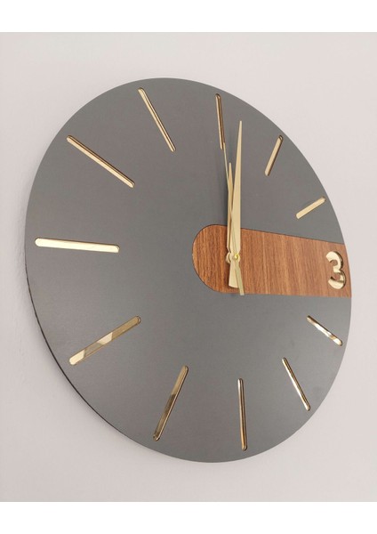 Modern Şık Rustik Katmanlı 40CM Duvar Saati, Antrasit-Ceviz Renk Seçeneği