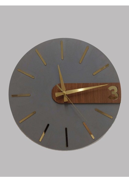 Modern Şık Rustik Katmanlı 40CM Duvar Saati, Antrasit-Ceviz Renk Seçeneği modelleri