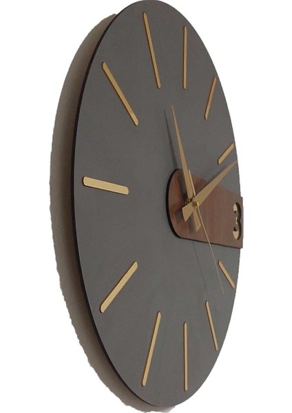 Modern Şık Rustik Katmanlı 40CM Duvar Saati, Antrasit-Ceviz Renk Seçeneği