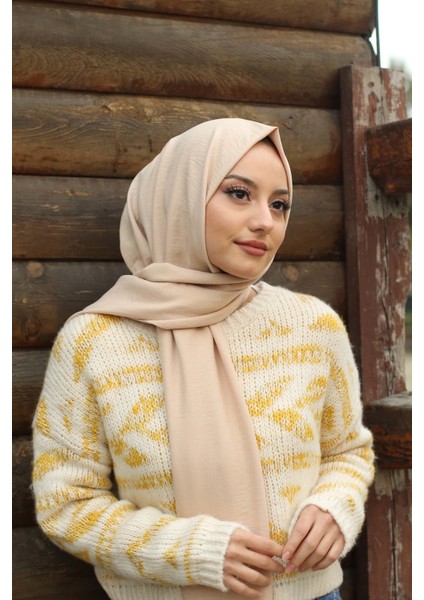 Fivescarf Pamuk Kraş Caz Şal Dore Bej