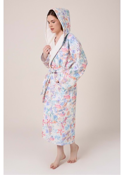 Narciso Fiore Desenli Dijital Baskılı Kapüşonlu Bornoz fiyatları