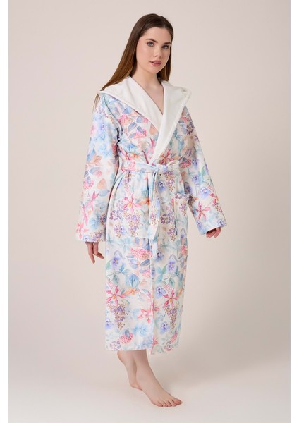 Narciso Fiore Desenli Dijital Baskılı Kapüşonlu Bornoz fırsatları