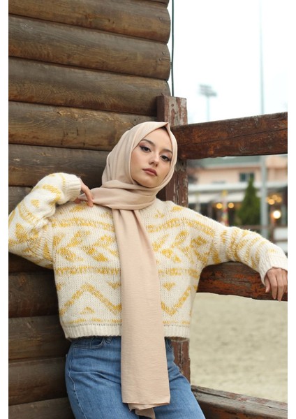 Fivescarf Pamuk Kraş Caz Şal Dore Bej modelleri