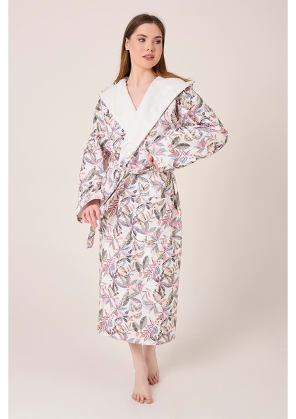 Fiore Desenli Dijital Baskılı Kapüşonlu Bornoz fırsatları