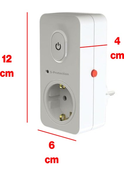 Anahtarlı Akım & Şok Korumalı Tekli Priz Açma Kapama Düğmeli Çoçuk Korumalı Fiş 720 Joule IP20