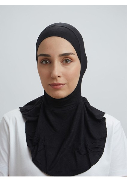 Boyunluklu Bone Tesettür Bone Hijab Bone Siyah