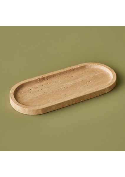Ephesus Traverten Oval Dekoratif Tabak Naturel (12X28 Cm)