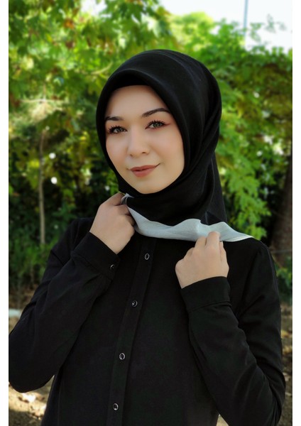 Kristal Kehribar Abiye Eşarp Siyah (Gümüş Gri Çizgili) fiyatları