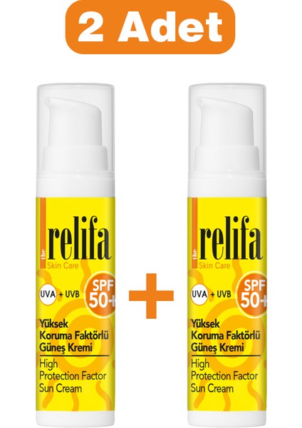 Relifa Spf 50+ Güneş Kremi 2'li Set | 15 ml Airless Ambalaj | El ve Yüz Için | Çanta Boy