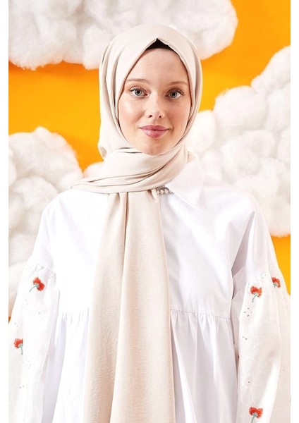 Fivescarf Pamuk Kraş Caz Şal Kemik Rengi