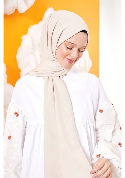 Fivescarf Pamuk Kraş Caz Şal Kemik Rengi
